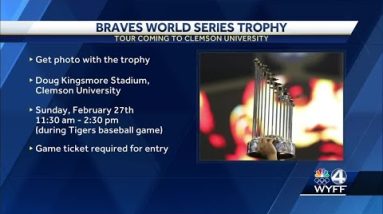 Atlanta Braves bringing the World Series trophy to Clemson