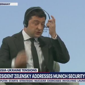 'Cyberattack': Ukraine president cracks joke after headphone malfunction in Munich | LiveNOW From FO