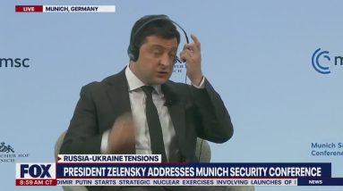 'Cyberattack': Ukraine president cracks joke after headphone malfunction in Munich | LiveNOW From FO