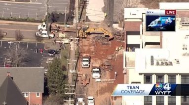 Downtown Greenville sinkhole, flooding due to water main break