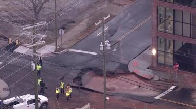 Downtown Greenville water main break, flooding