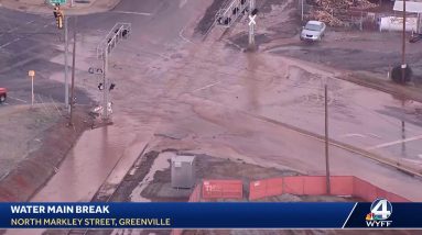 Water main break near Downtown Greenville