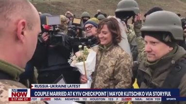 Russia-Ukraine War: Ukranian couple gets married at Kyiv checkpoint | LiveNOW From FOX