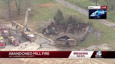 Firefighters injured while battling flames at old mill site