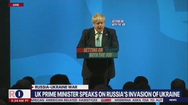 UK Prime Minister Boris Johnson delivers remarks on Russia's invasion of Ukraine