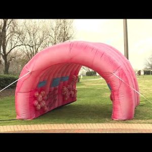 Giant, pink inflatable colon raises awareness at Prisma Health of colorectal cancer