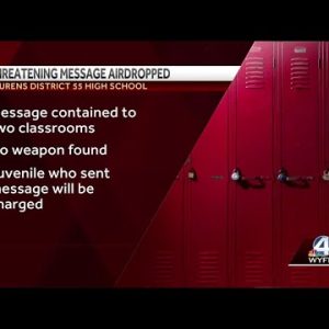 Upstate student charged following a threatening message