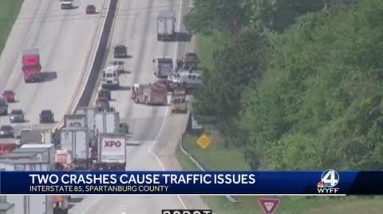 Crashes on Interstate 85 in Spartanburg County slows traffic