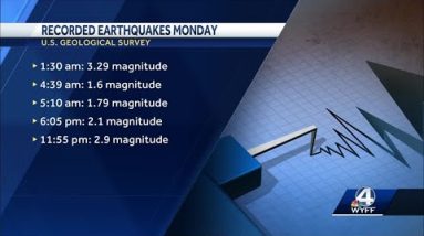 5 earthquakes reported in South Carolina Monday