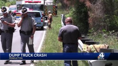 Driver dead after dump truck overturns in Anderson County, coroner says