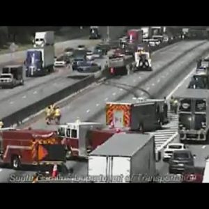 I-85 north truck hits median