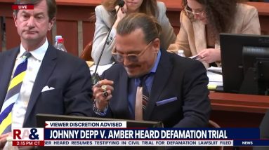 Johnny Depp cracks up at Amber Heard penile testimony | LiveNOW from FOX