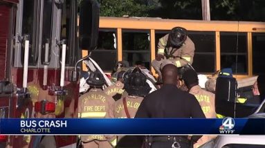 Multiple injuries reported in school bus crash in Charlotte