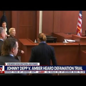 Amber Heard hides behind bailiff when Johnny Depp gets close in court | LiveNOW from FOX