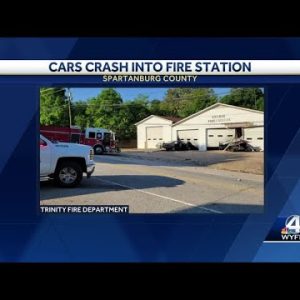 Two cars crash into an Upstate fire station, officials say