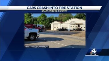 Two cars crash into an Upstate fire station, officials say
