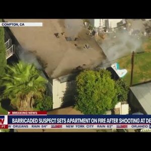 Barricaded suspect sets apartment on fire after shooting at police | LiveNOW from FOX