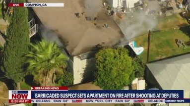 Barricaded suspect sets apartment on fire after shooting at police | LiveNOW from FOX