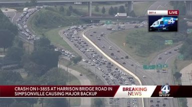 Crash on I-385 backs up traffic for miles