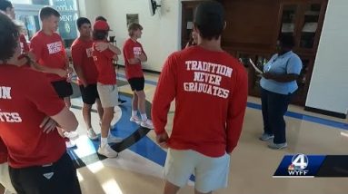 Riverside High's baseball team pitches in before school starts