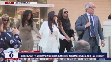 Vanessa Bryant leaves court after being awarded $16 million over Kobe Bryant crash scene photos