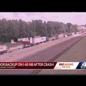 Crash brings traffic to standstill on I-85 north in Cherokee County