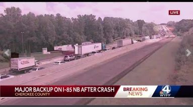 Crash brings traffic to standstill on I-85 north in Cherokee County