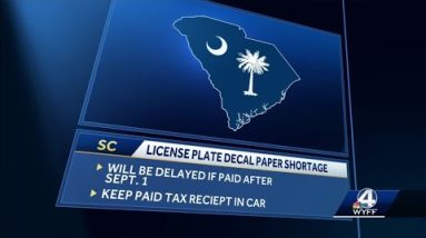 South Carolina license plate decals delayed due to shortage of paper used for vehicle registrations