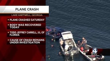 Pilot's body recovered; Crews work to remove wreckage from Lake Hartwell