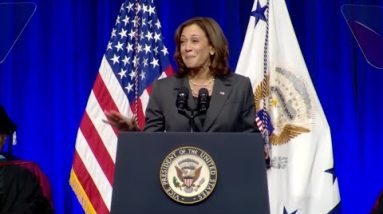 Vice President Kamala Harris acknowledges South Carolina State Marching 101