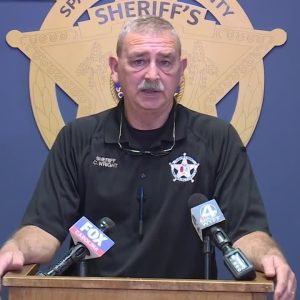 Sheriff Chuck Wright announces arrest of suspect in quintuple homicide