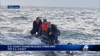Three men rescued after boat capsized in Charleston Harbor, Coast Guard says
