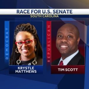 Tim Scott faces challenger Krystle Matthews for US Senate in South Carolina