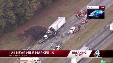 Tractor-trailer engulfed in flames closes part of I-85 in Anderson County