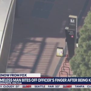 Homeless man bites off LA officer's finger after being kicked off train, police say  | LiveNOW from