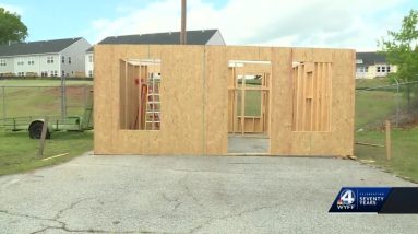 Spartanburg carpentry students build homeless women tiny houses