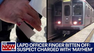 LA officer finger bitten off: Suspect charged with 'mayhem,' held on $100k bail | LiveNOW from FOX