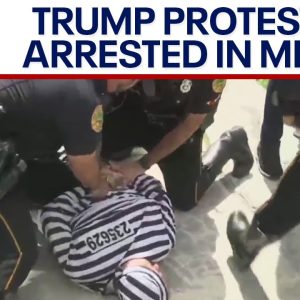 Trump protester in prison outfit arrested as motorcade leaves Miami courthouse | LiveNOW from FOX