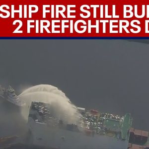 2 firefighters killed battling cargo ship blaze in Newark, New Jersey | LiveNOW from FOX