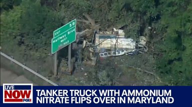 BREAKING: Tanker truck carrying ammonium nitrate overturns, businesses evacuated | LiveNOW from FOX
