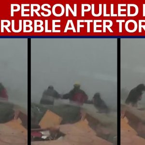 Tornado hits Matador, Texas: TV news crew appears to pull person from rubble | LiveNOW from FOX