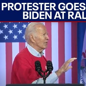 Protester slams Biden: Calls for Israel ceasefire as President begins speech | LiveNOW from FOX