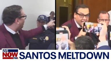 Santos screams at anti-Israel protester, calls him 'human scum' | LiveNOW from FOX