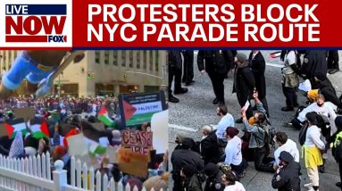 Protesters block NYC parade route in wake of Israel-Hamas war ceasefire | LiveNOW from FOX