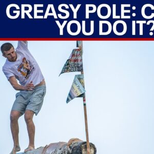 Would you be able to walk across a greasy pole to capture a flag? Watch today's contest winner