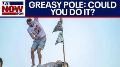 Would you be able to walk across a greasy pole to capture a flag? Watch today's contest winner