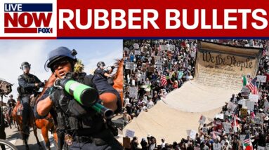 Los Angeles authorities use 'less lethal' weapons against protesters