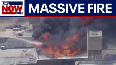 Massive commercial building fire in Los Angeles