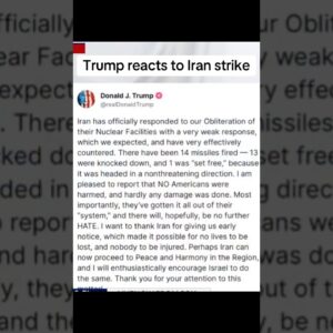 Trump responds to Iran strike on Us airbase in Qatar